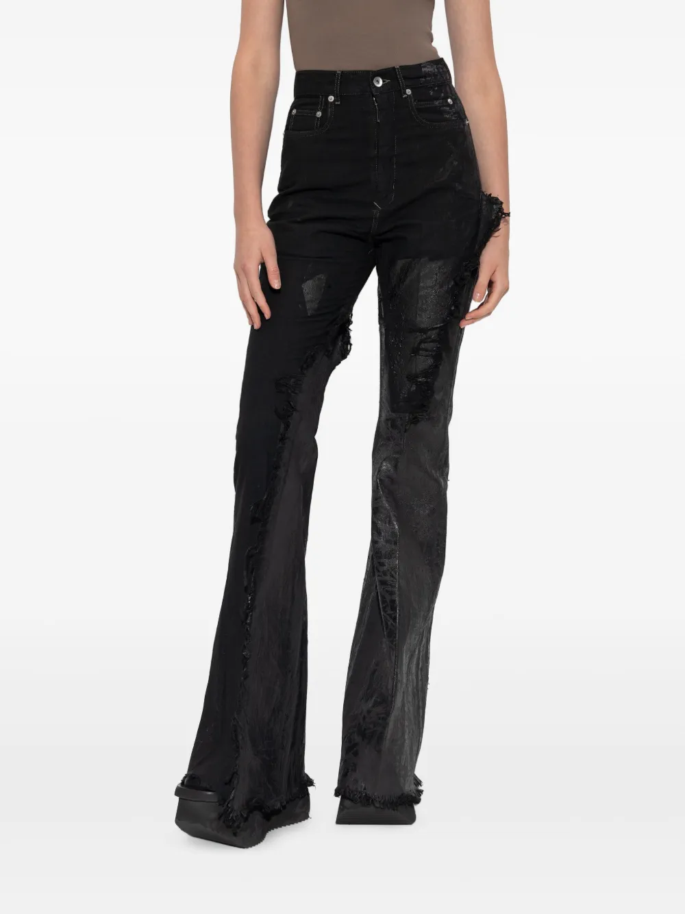 Rick Owens Gerafelde jeans Zwart