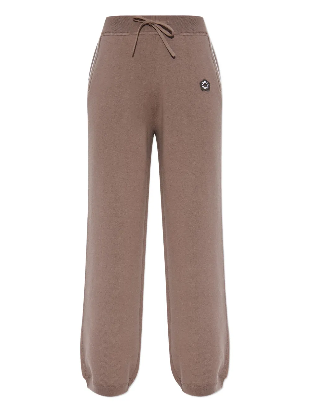 Kenzo Drawstring Logo-patch Trousers In Neutral