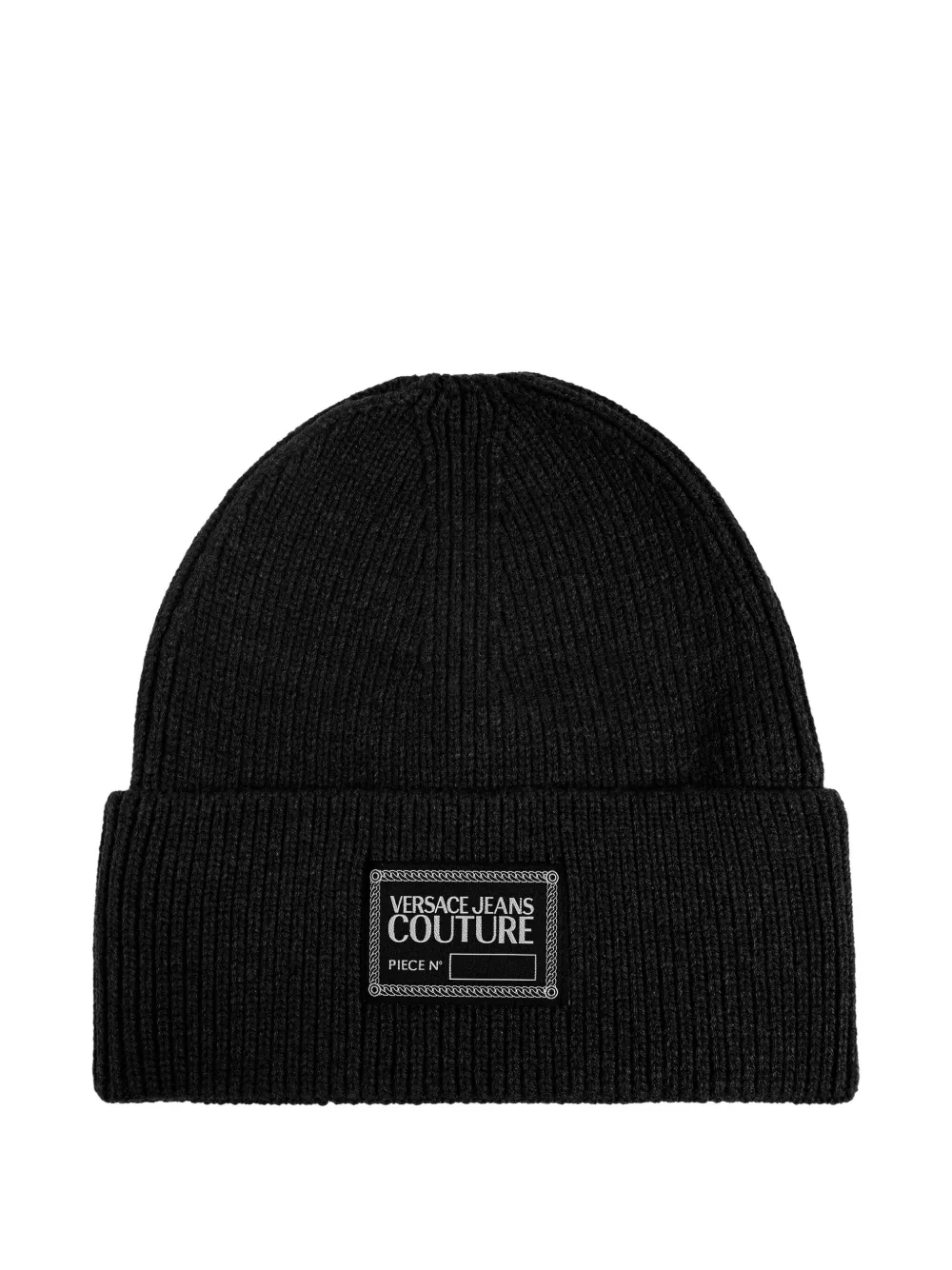 Versace Jeans Couture Logo Patch Beanie In Black