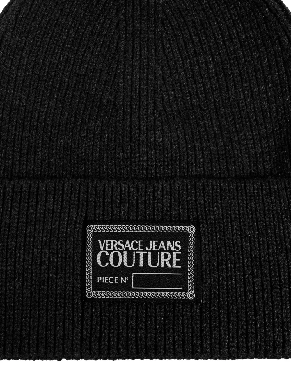 Versace Jeans Couture Logo Patch Beanie In Black