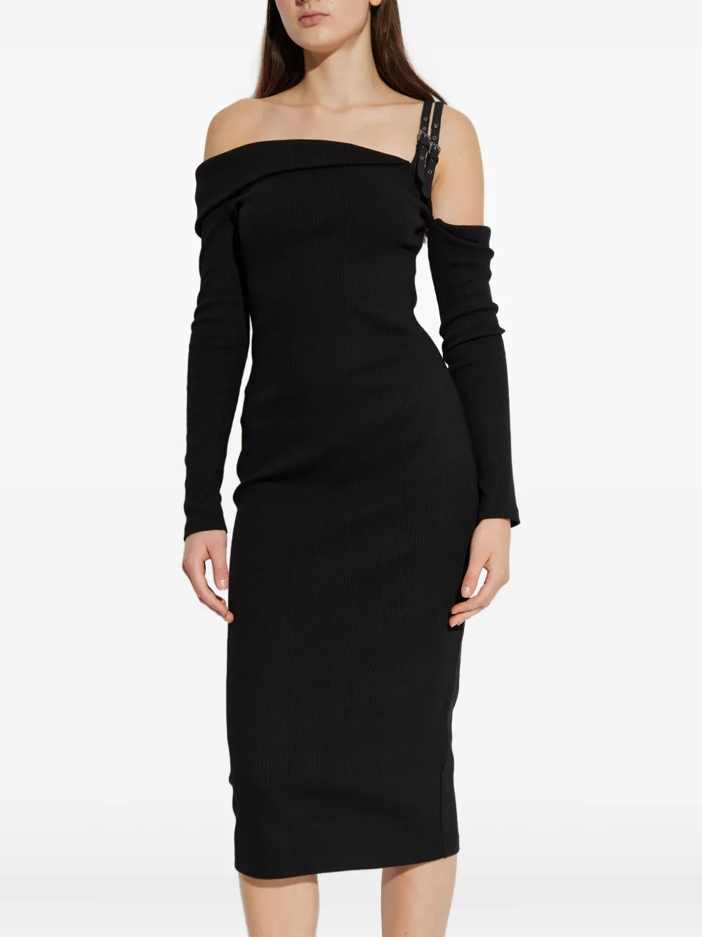 Versace Jeans Couture Midi-jurk met gespdetail Zwart