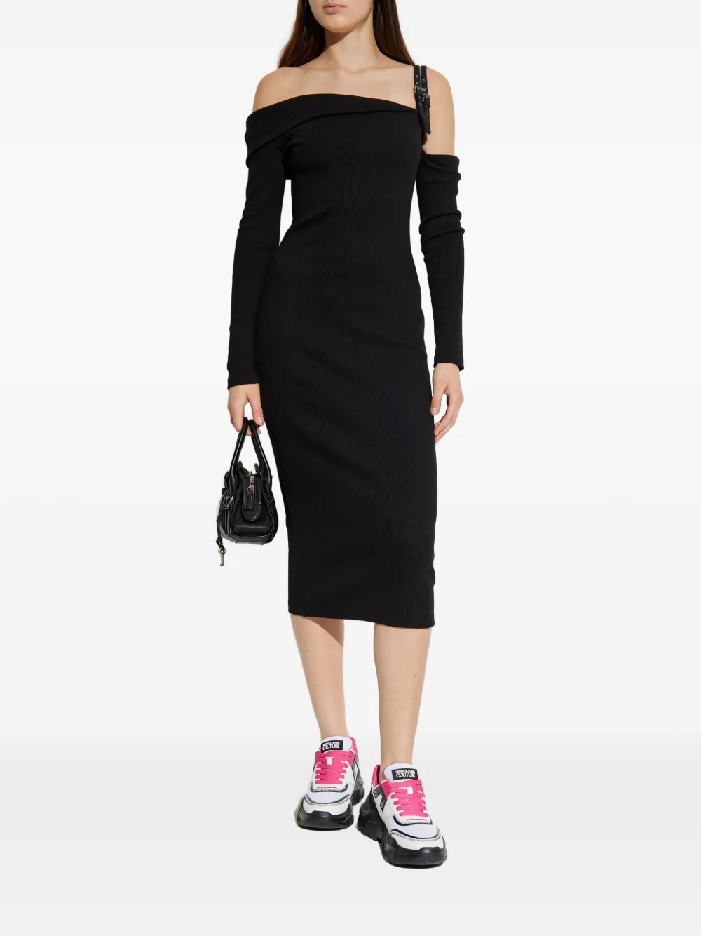 Versace Jeans Couture buckle-detail midi dress - Zwart