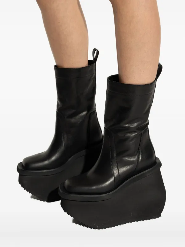 Rick Owens プラットフォーム レザーブーツ | ブラック | FARFETCH JP