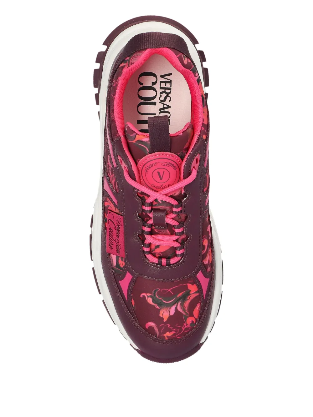 Versace Jeans Couture Floral-print Lace-up Sneakers In Purple