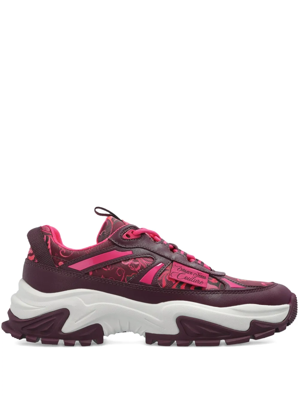 Versace Jeans Couture Floral-print Lace-up Sneakers In Purple