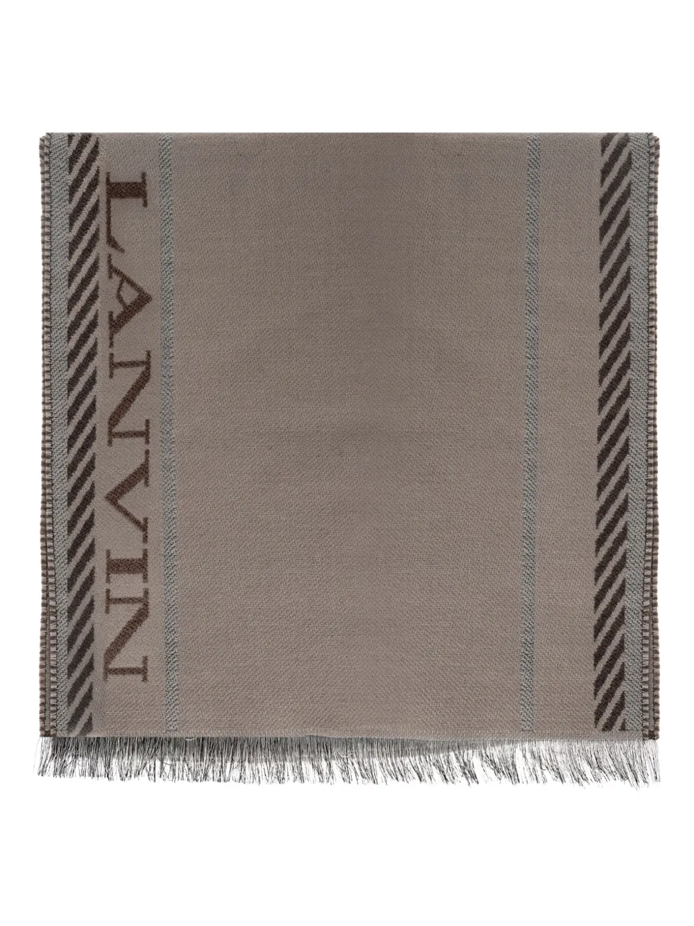 Lanvin logo-print fringed scarf | Grey | Image 1