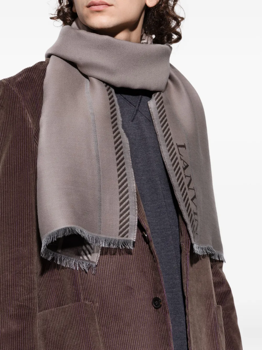 Lanvin Sjaal met logoprint Grijs