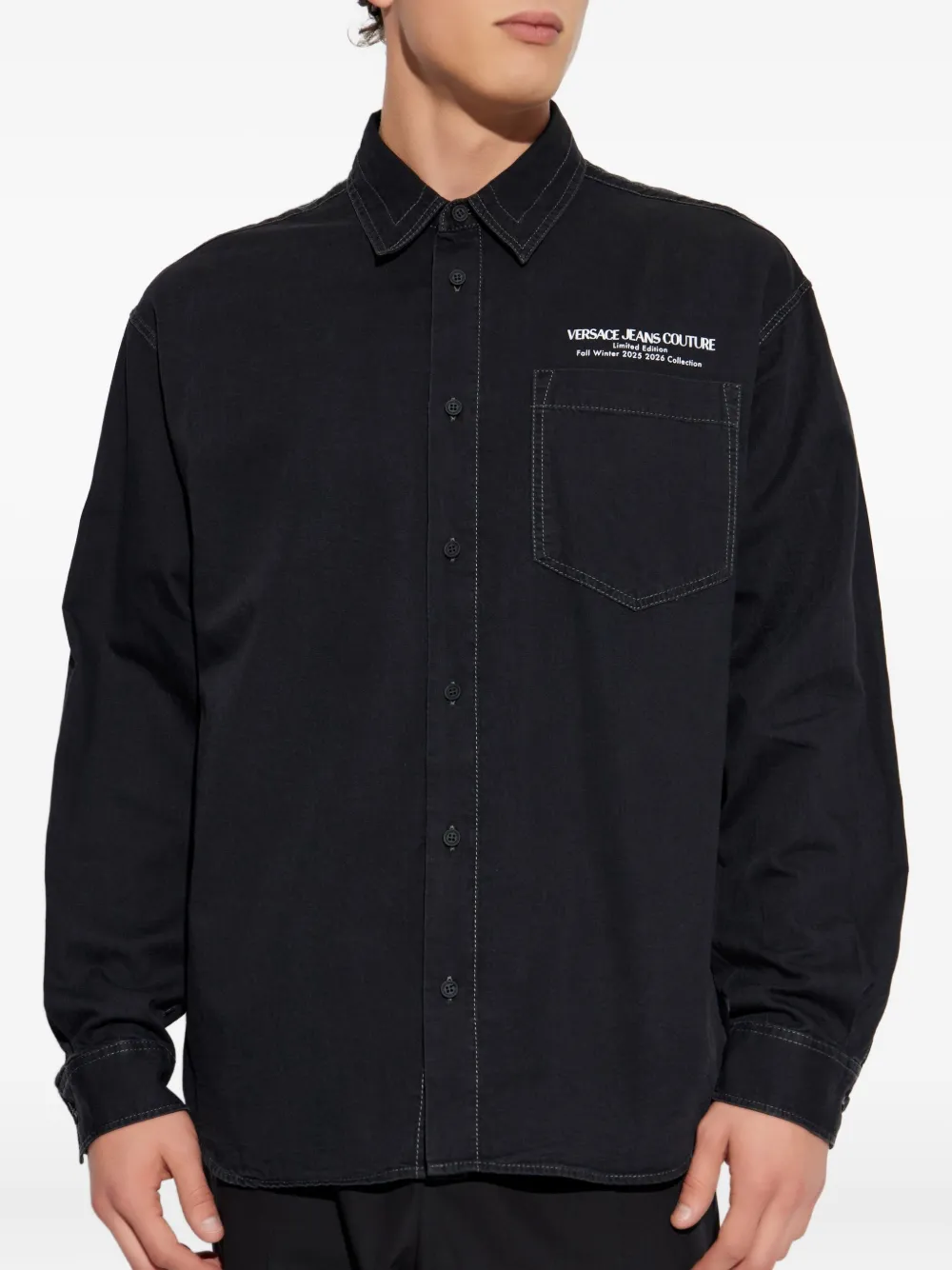 Versace Jeans Couture Overhemd met logoprint Zwart