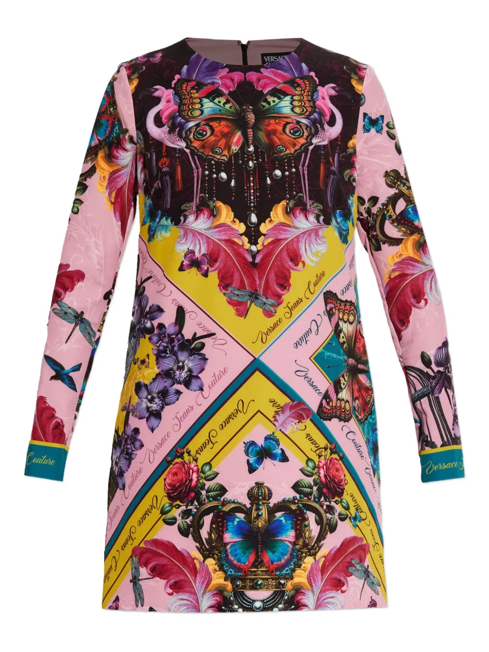 Versace Jeans Couture long-sleeve print mini dress - Rosa
