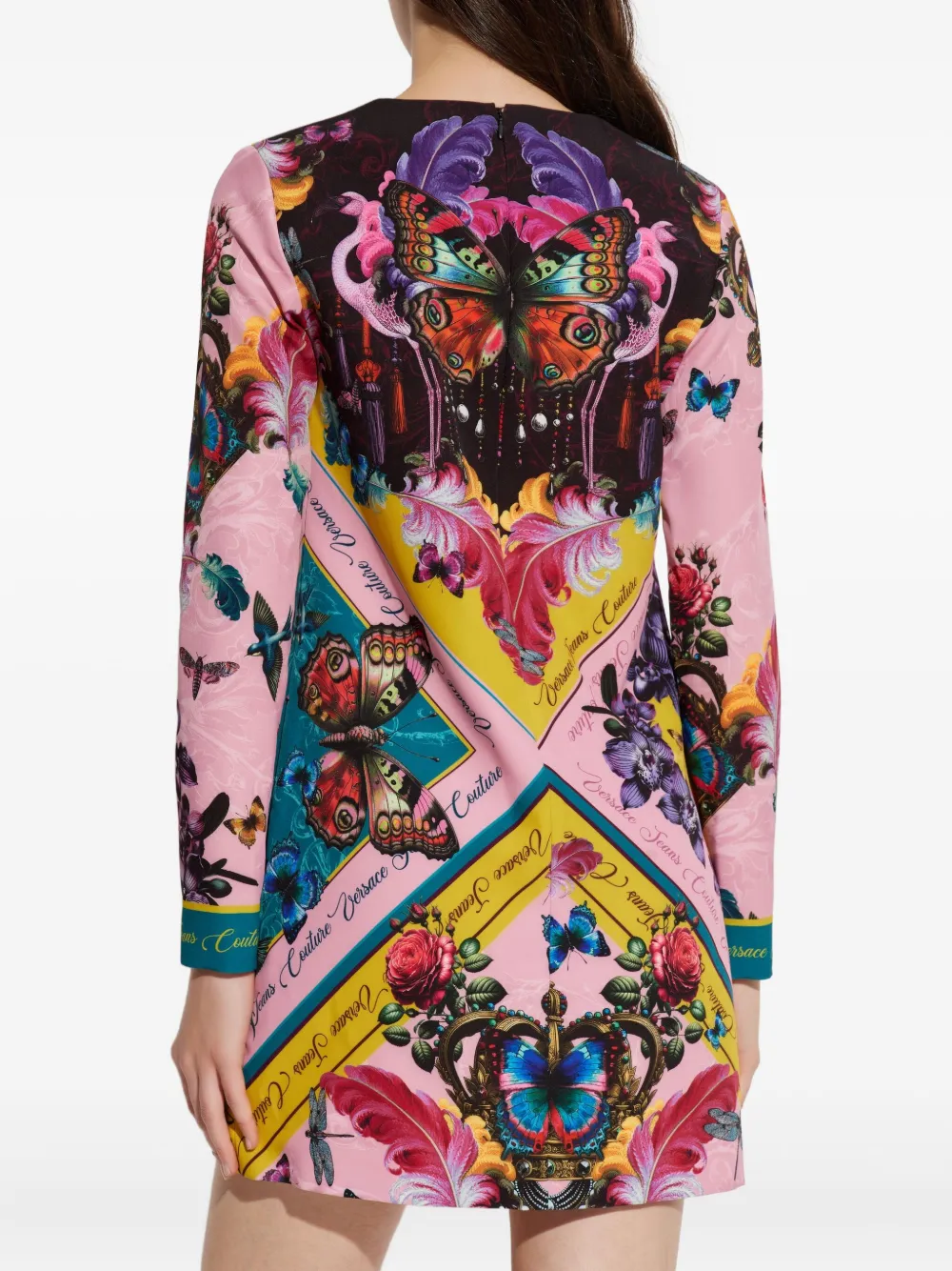 Versace Jeans Couture Mini-jurk met print en lange mouwen Roze