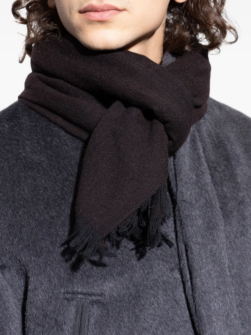 Lanvin Sjaal met geborduurd logo Zwart