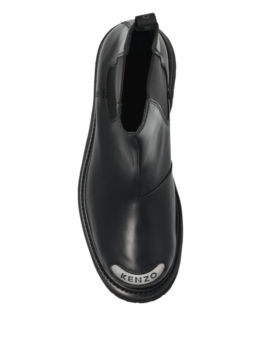 Kenzo Logo Plaque Leather Boot In Black