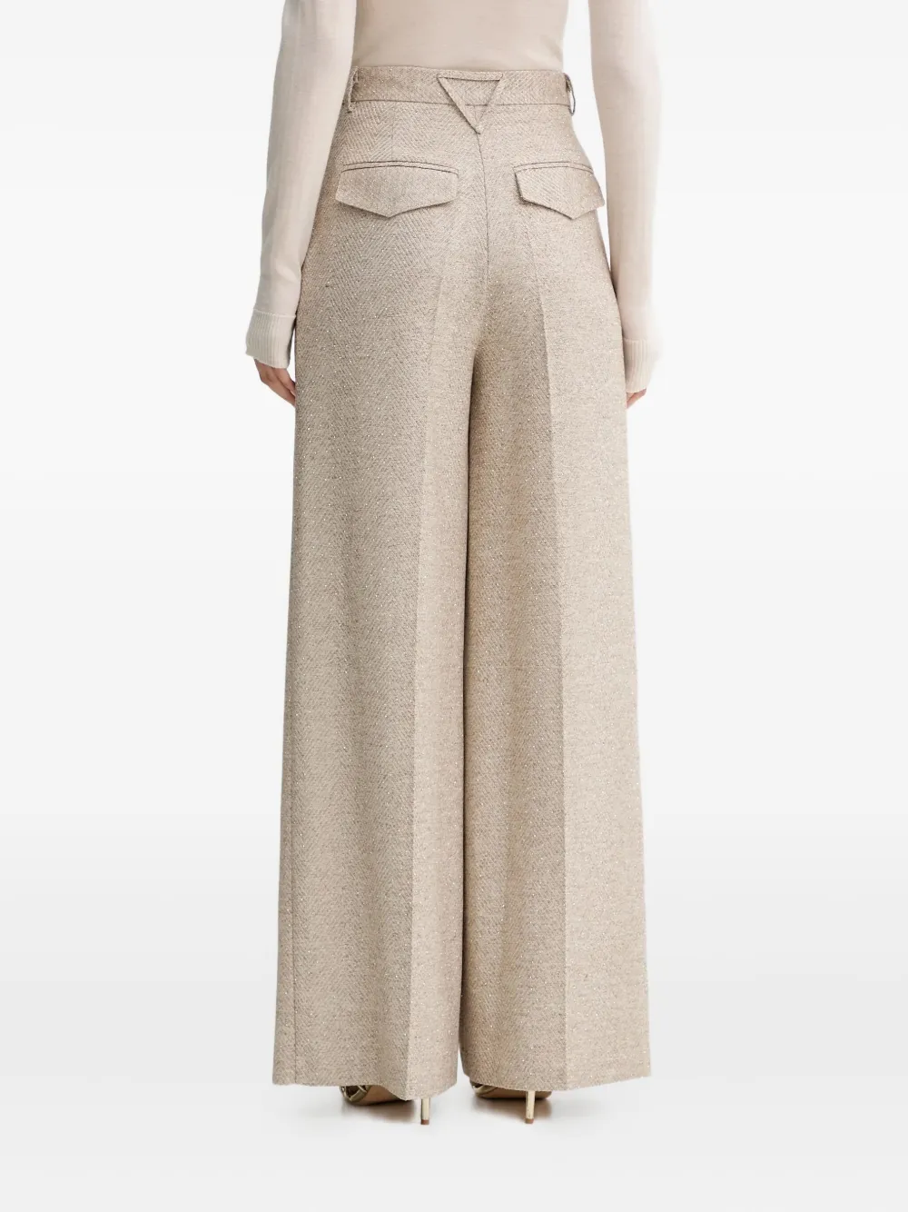  Simona Corsellini Pleated Herringbone Trousers - Neutrals 