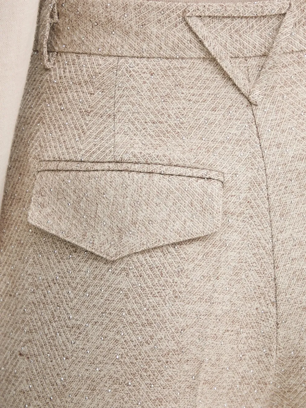 SIMONA CORSELLINI Pantalon met plooien en visgraatpatroon Beige