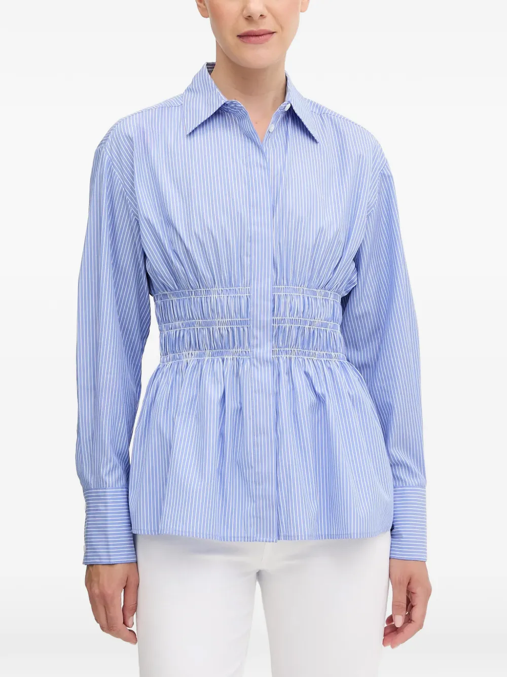 rag & bone Blythe striped shirred shirt - Blu