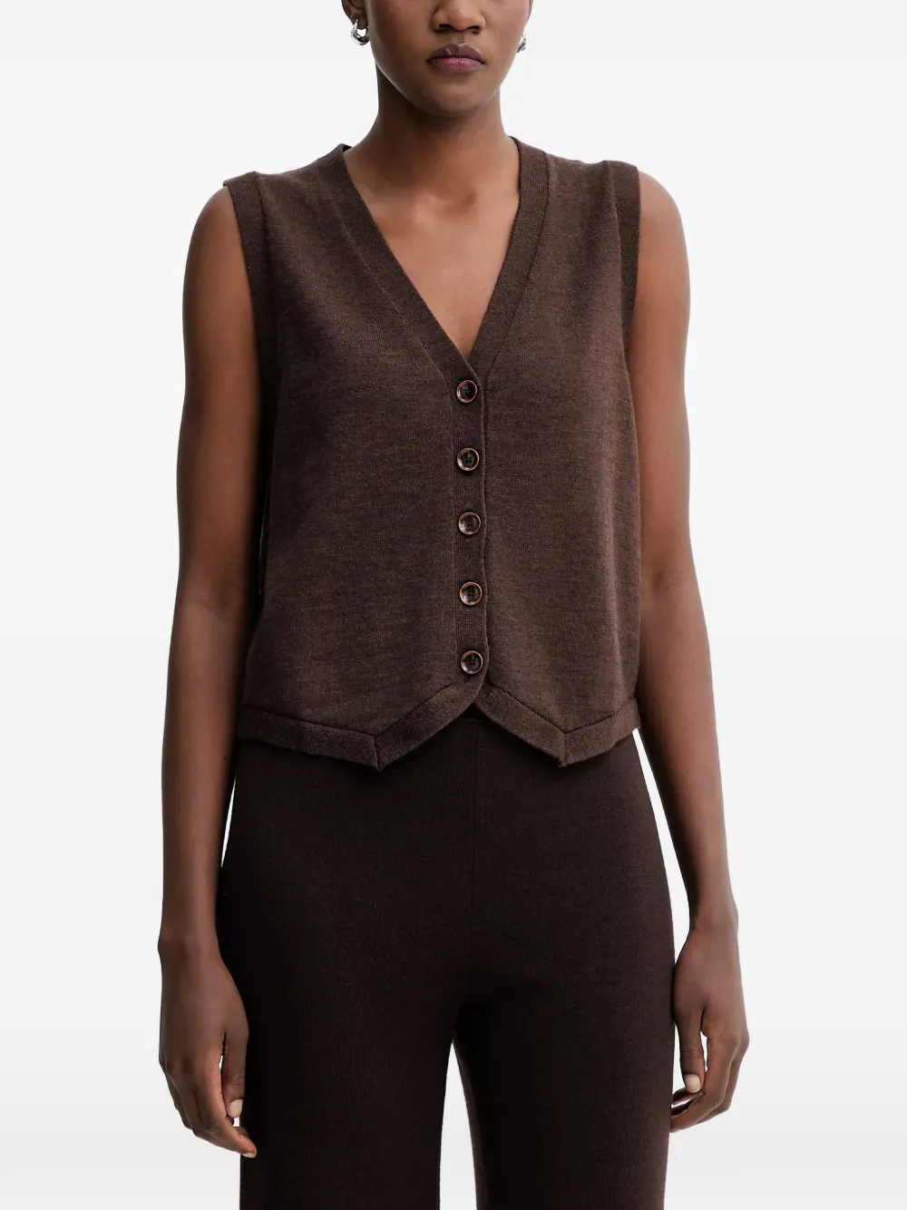 Sessùn top tejido con cuello en V | marrón | Image 1