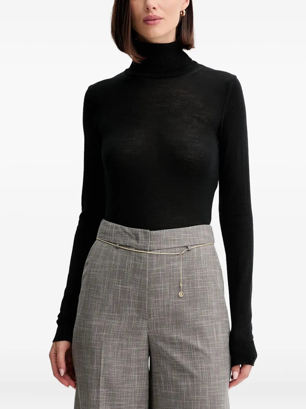 SIMONA CORSELLINI Top con collo a lupetto e maniche lunghe - Nero