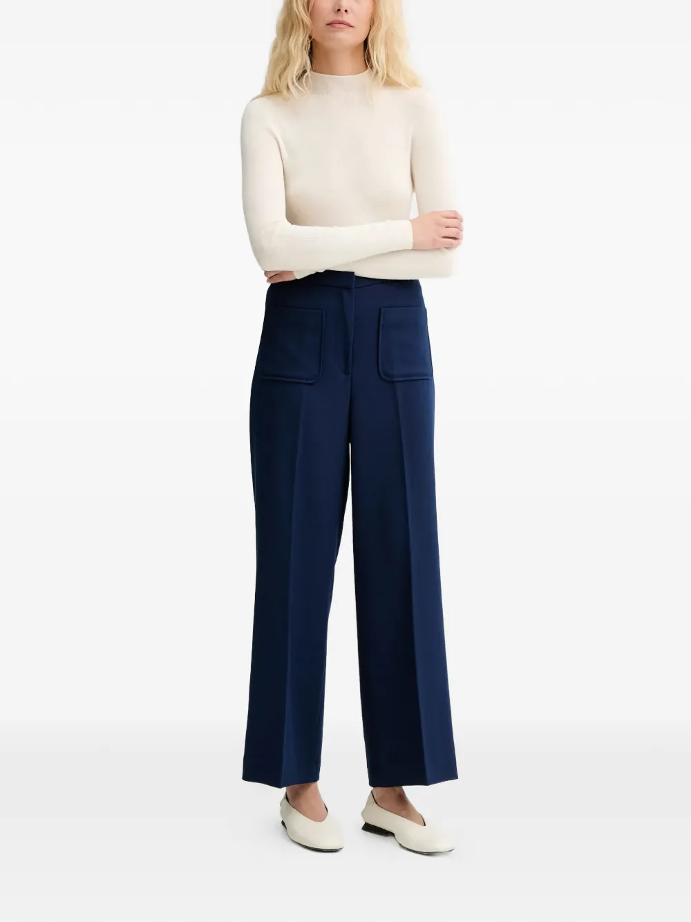 Sessun Cropped Flared Trousers In Blue