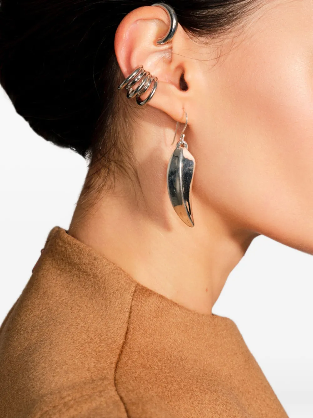 OBSIDIAN quintuple-band ear cuff - Zilver