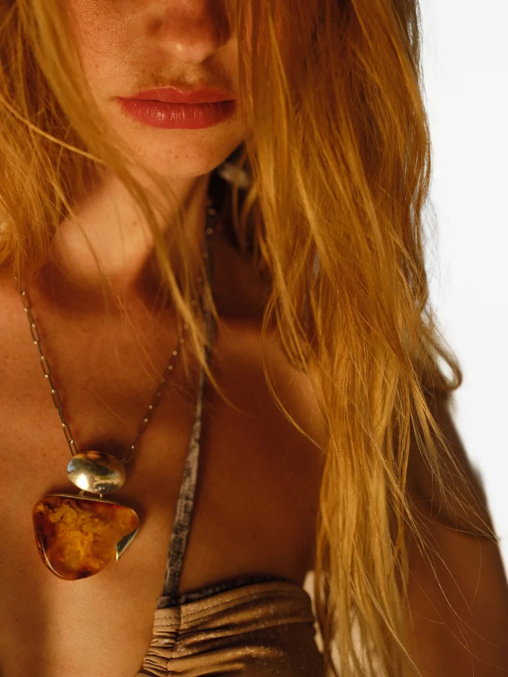 OBSIDIAN stone pendant necklace - Zilver