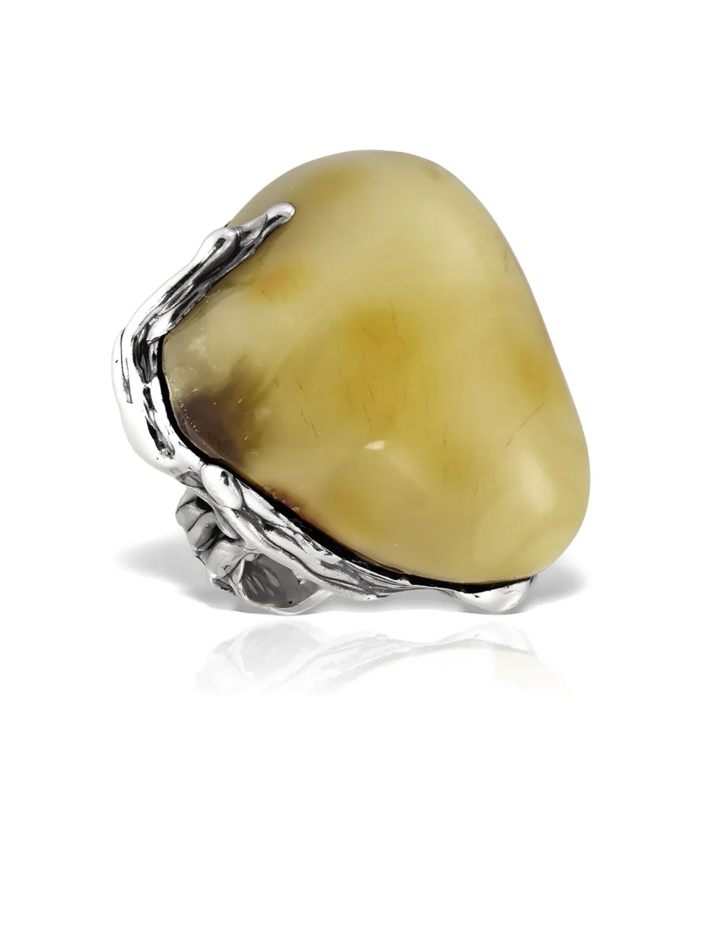 Obsidian Textured Ring In Silver