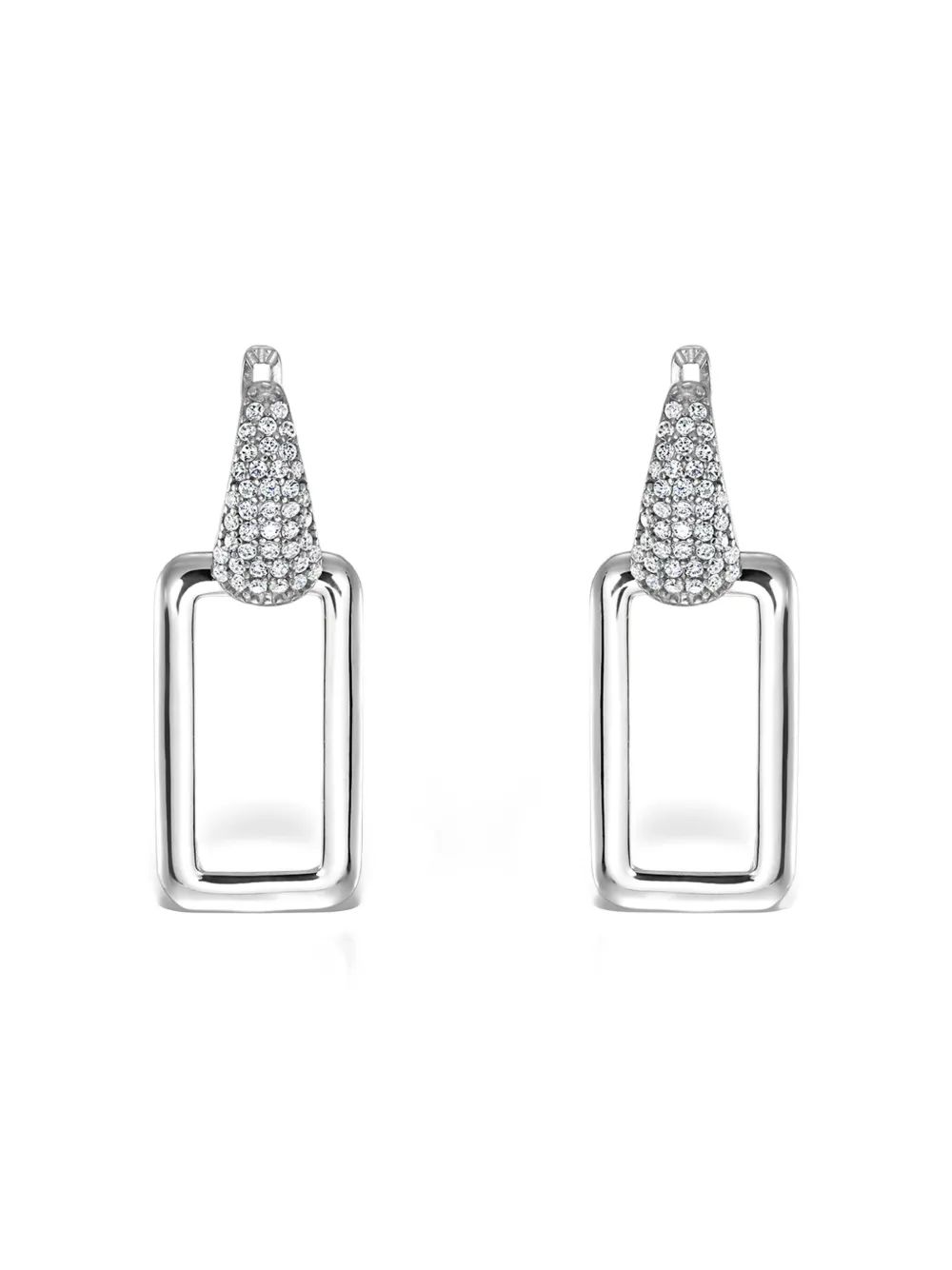 OBSIDIAN rectangle drop earrings | Silver | Image 1