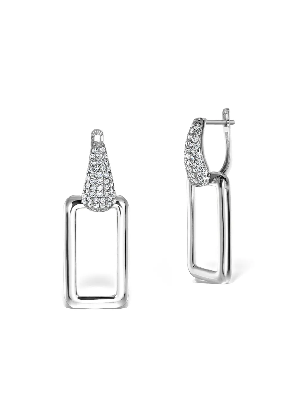 Obsidian Rectangle Drop Earrings In Silver