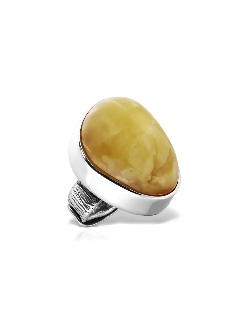 OBSIDIAN embellished stone ring - Argento