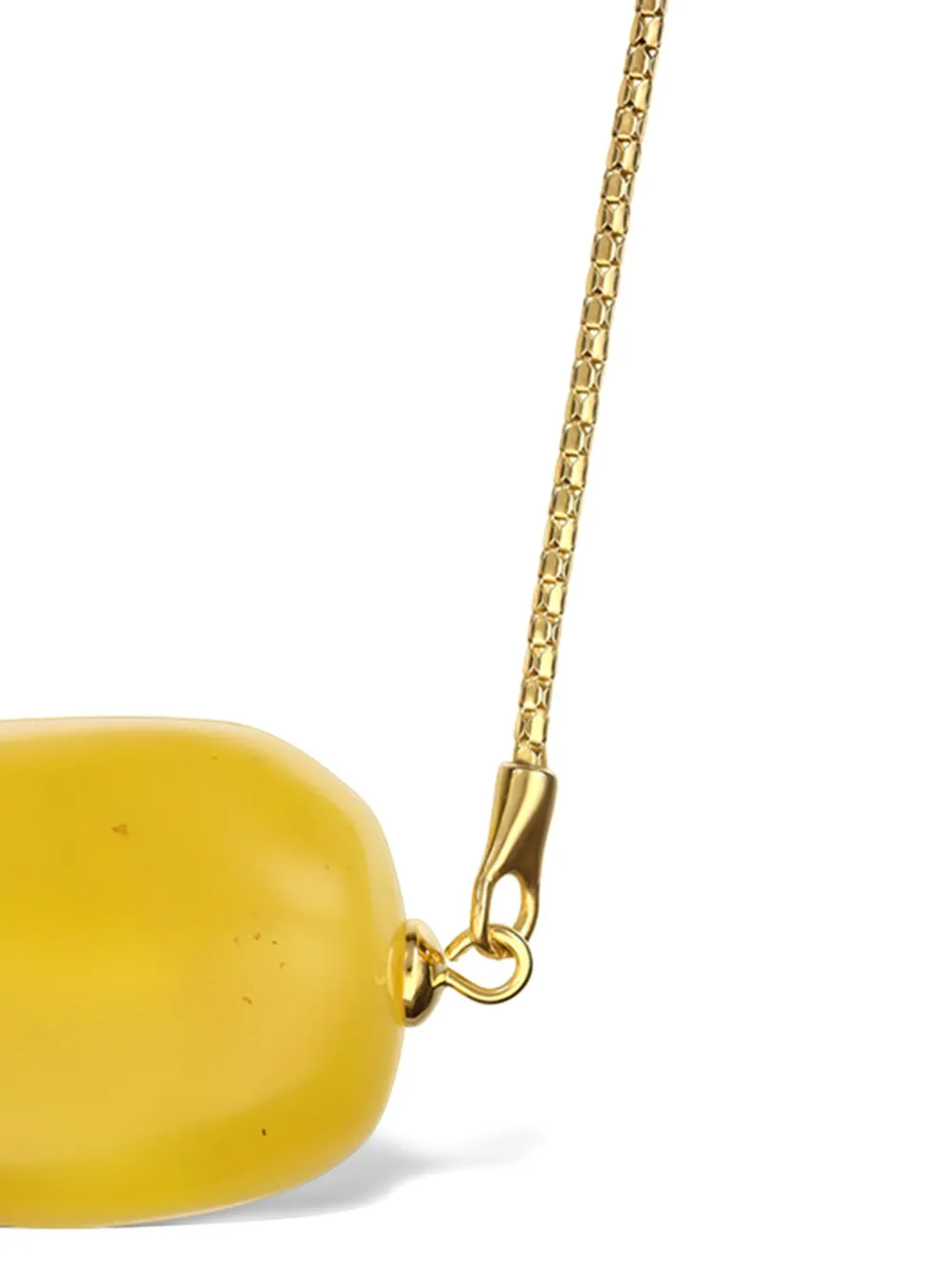  Obsidian Stone Pendant Necklace - Gold 