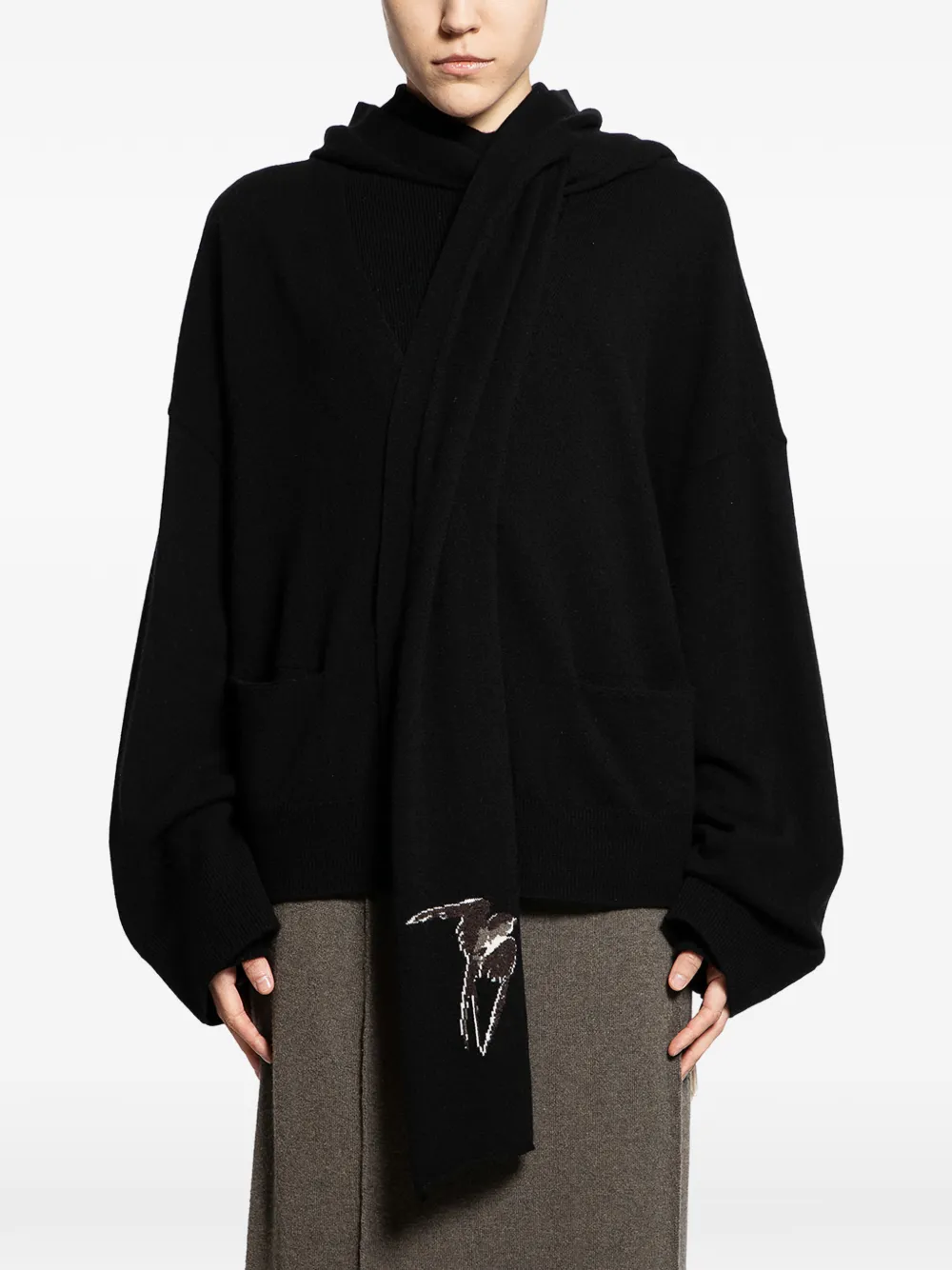 Ziggy Chen Cardigan con sciarpa - Nero