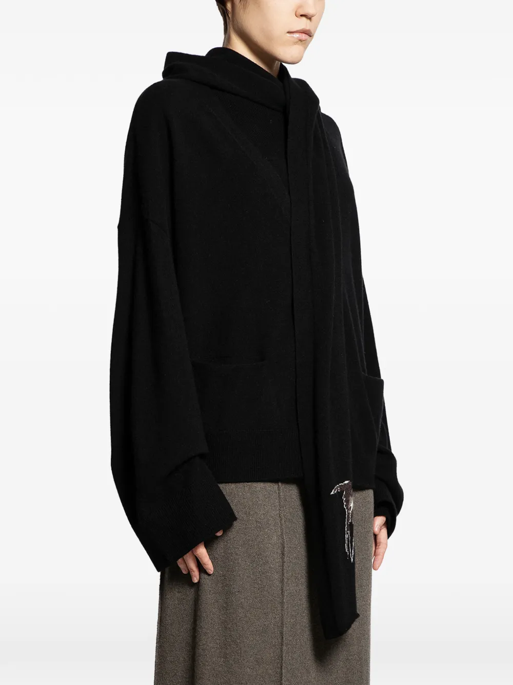  Ziggy Chen Scarf Cardigan - Black 