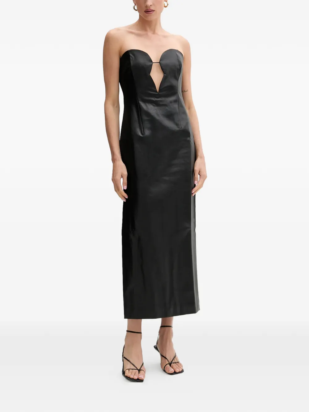 Bardot cut-out strapless midi dress - Nero