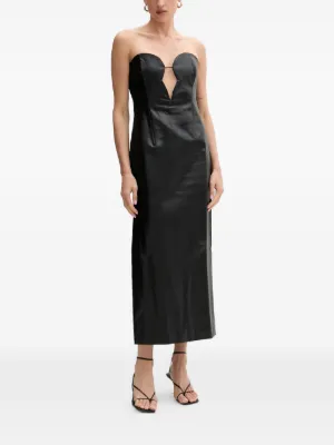 everlasting satin midi dress bardot Everlasting Satin Off-The-Shoulder Dress