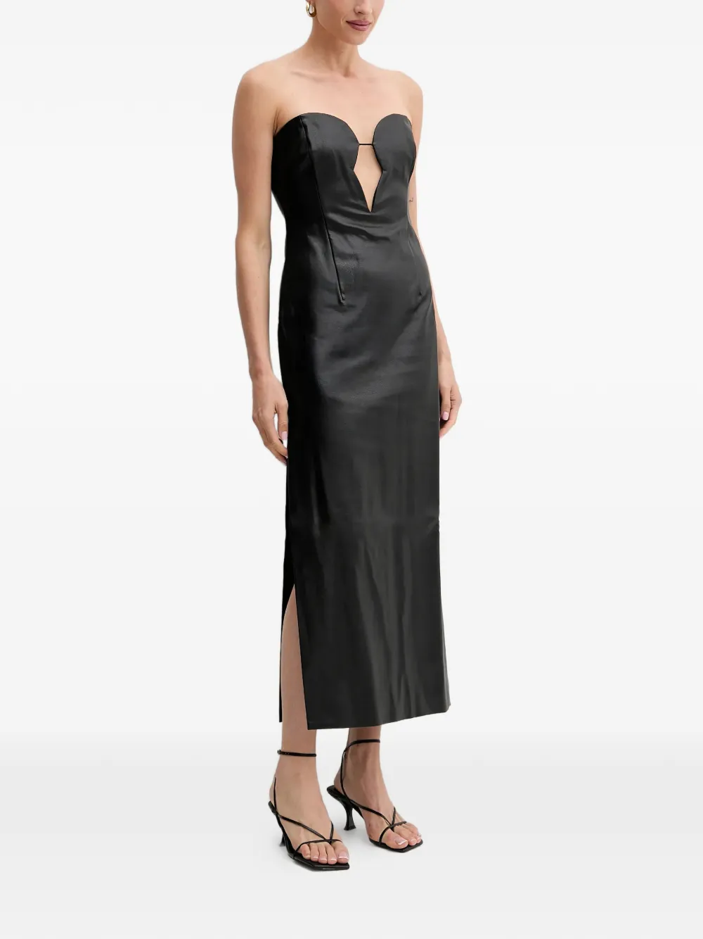 Cut-Out Strapless Midi Dress