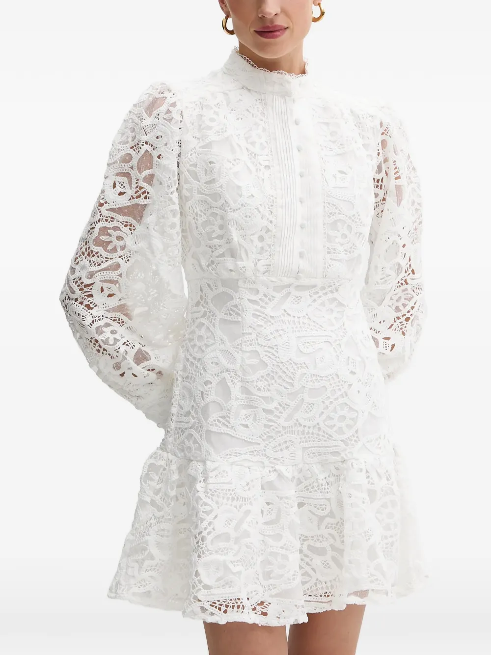 Bardot laced mini dress - Bianco