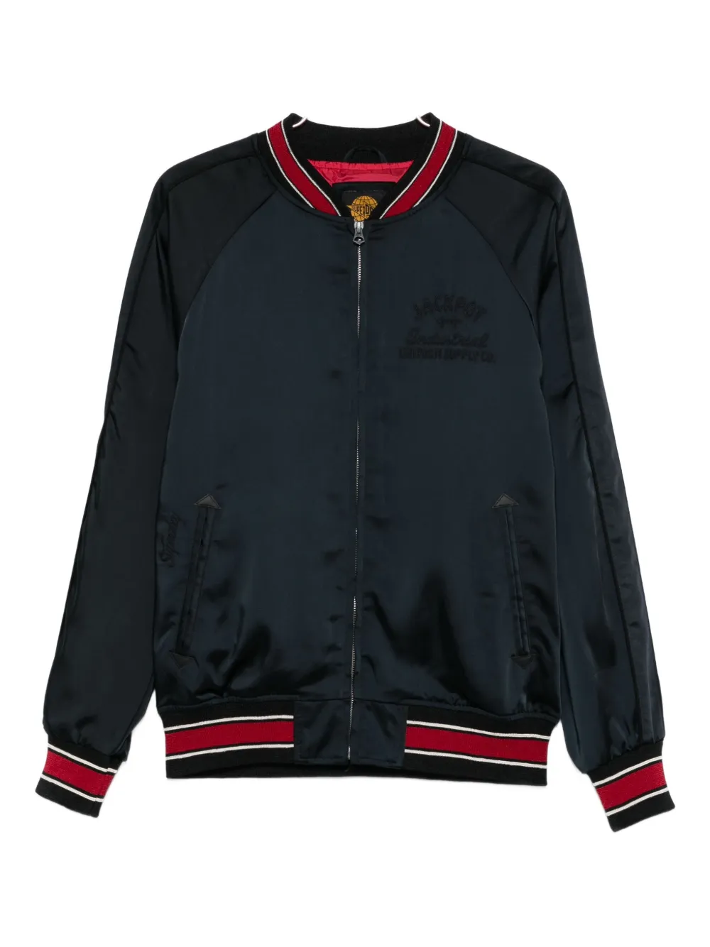 Superdry chaqueta bómber con ribete de canalé | negro | Image 1