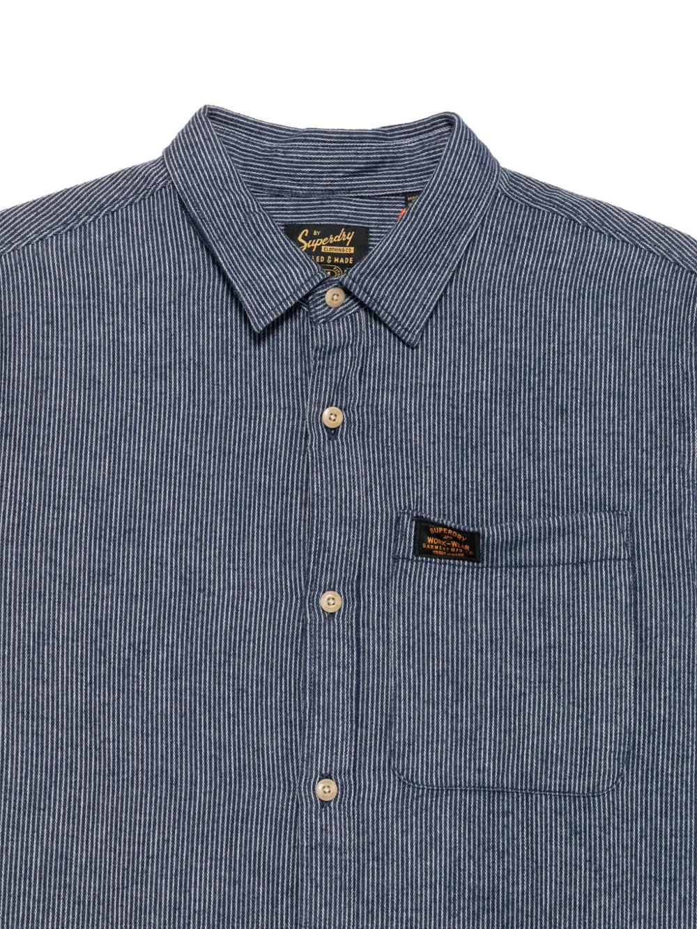 Superdry Overhemd met borstzak en krijtstreep Blauw