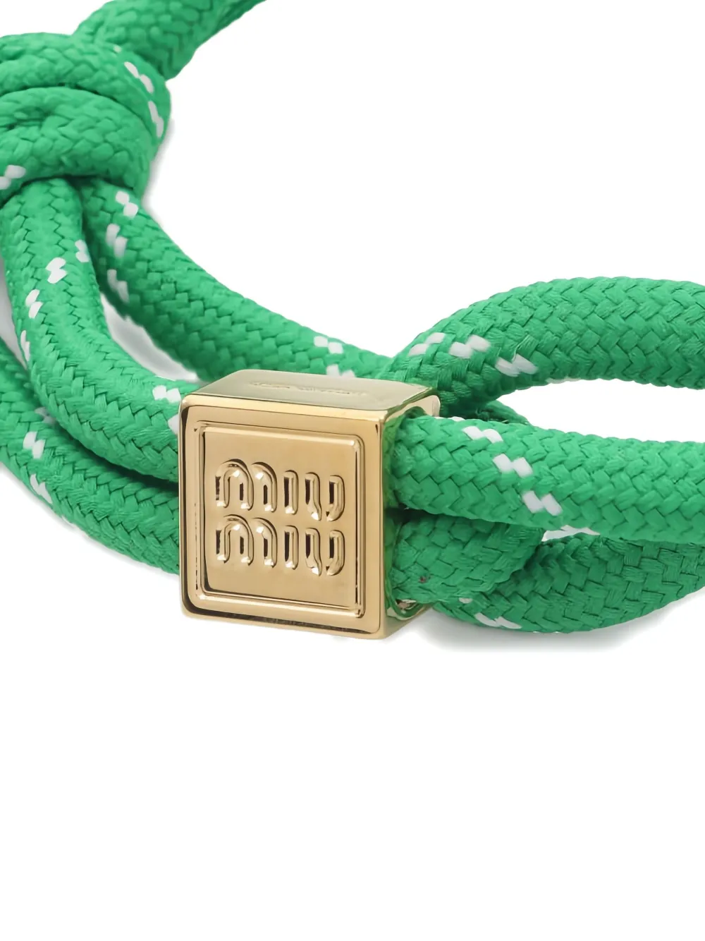 Pre-owned Miu Miu Logo-charm Bracelet In Green