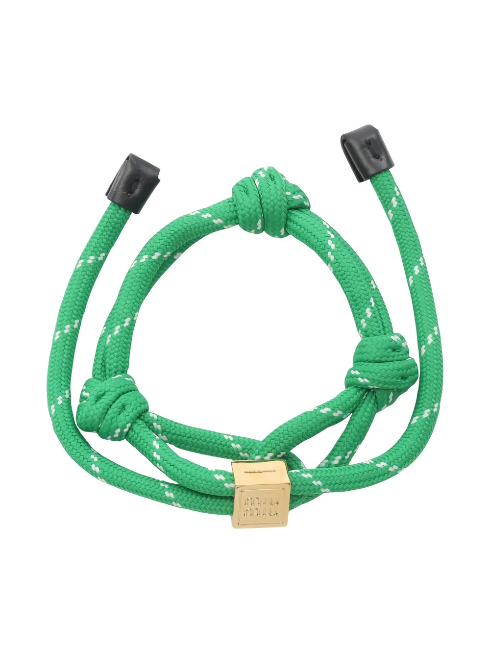 Pre-owned Miu Miu Logo-charm Bracelet In Green