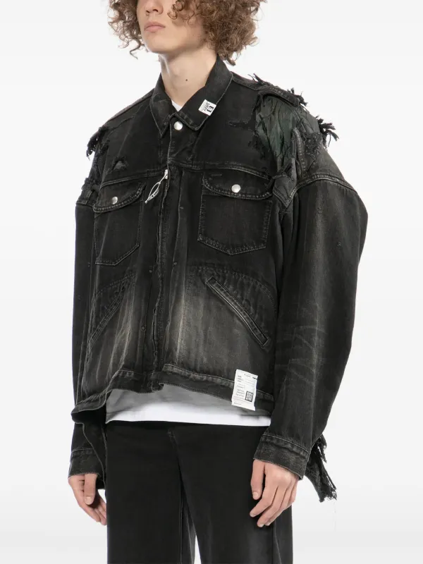 ジャケット・アウター Mihara Yasuhiro 16AW Destroyed Jacket Maison MIHARA YASUHIRO Distressed Denim Jacket | Black | FARFETCH JO