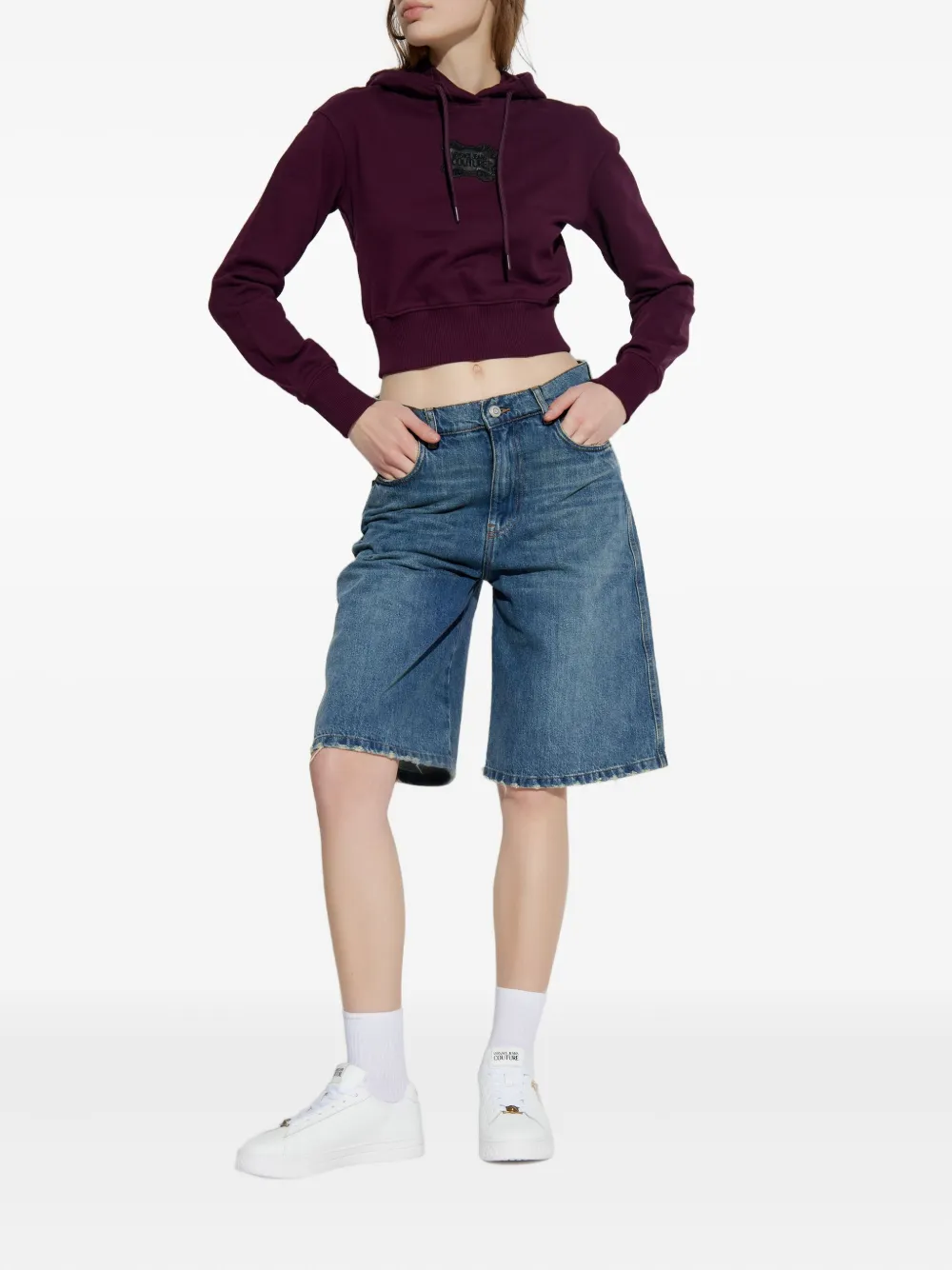 Versace Jeans Couture logo-patch hoodie - Paars