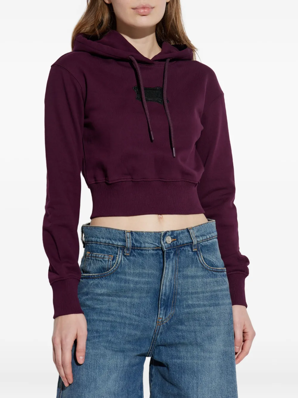 Versace Jeans Couture Logo-patch Hoodie In Purple
