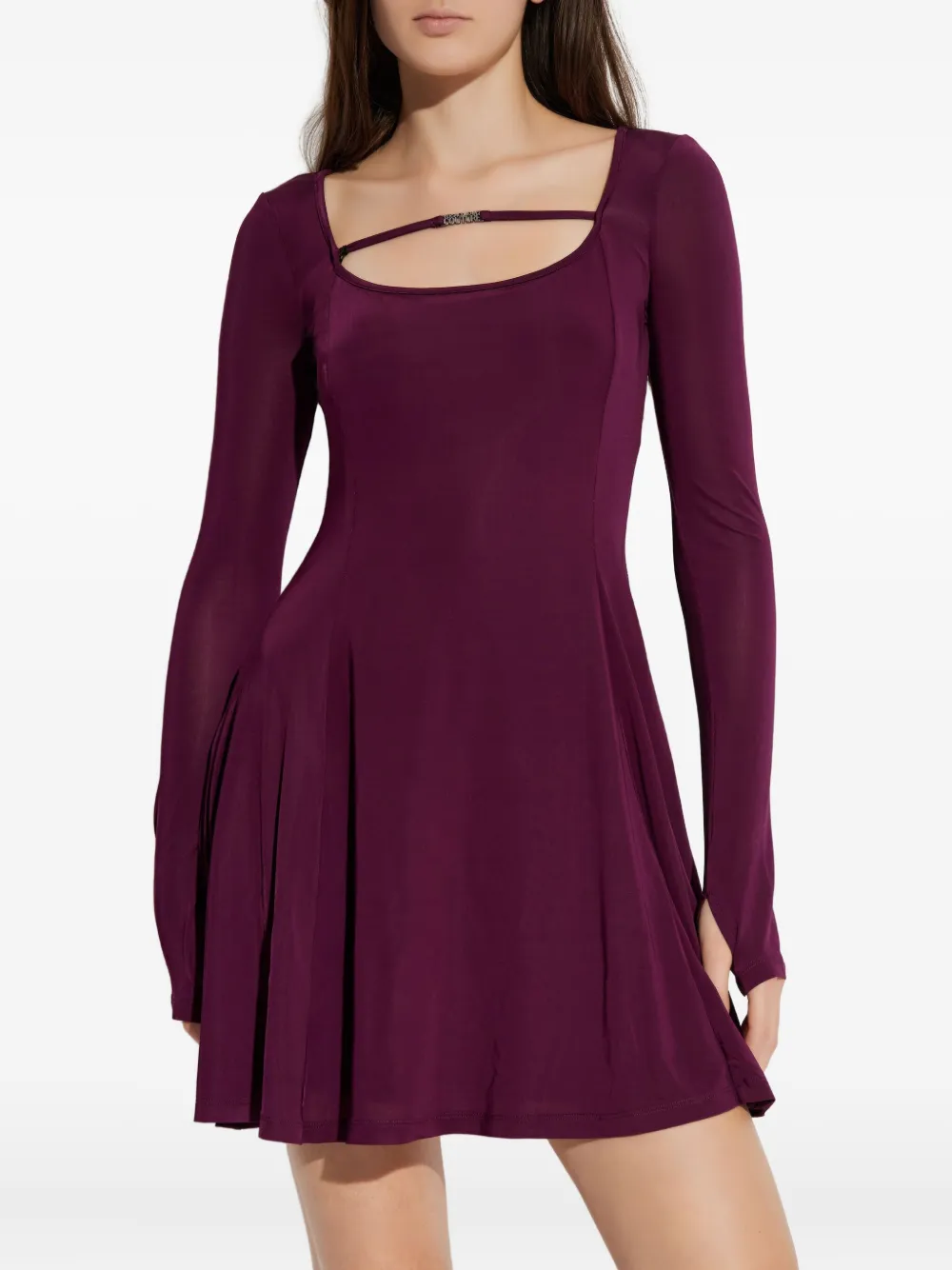 Versace Jeans Couture Mini-jurk met lange mouwen en uitgesneden details Rood