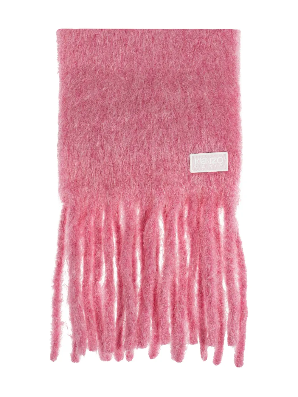 Kenzo logo-patch fringed scarf | Pink | Image 1