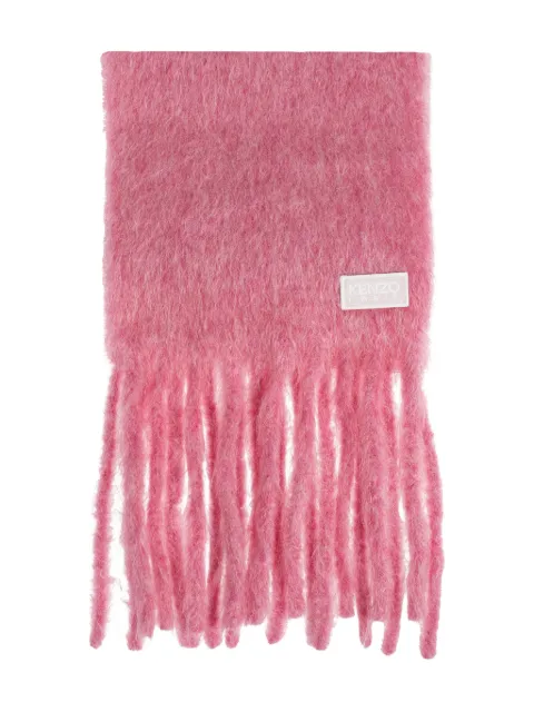 Kenzo logo-patch fringed scarf