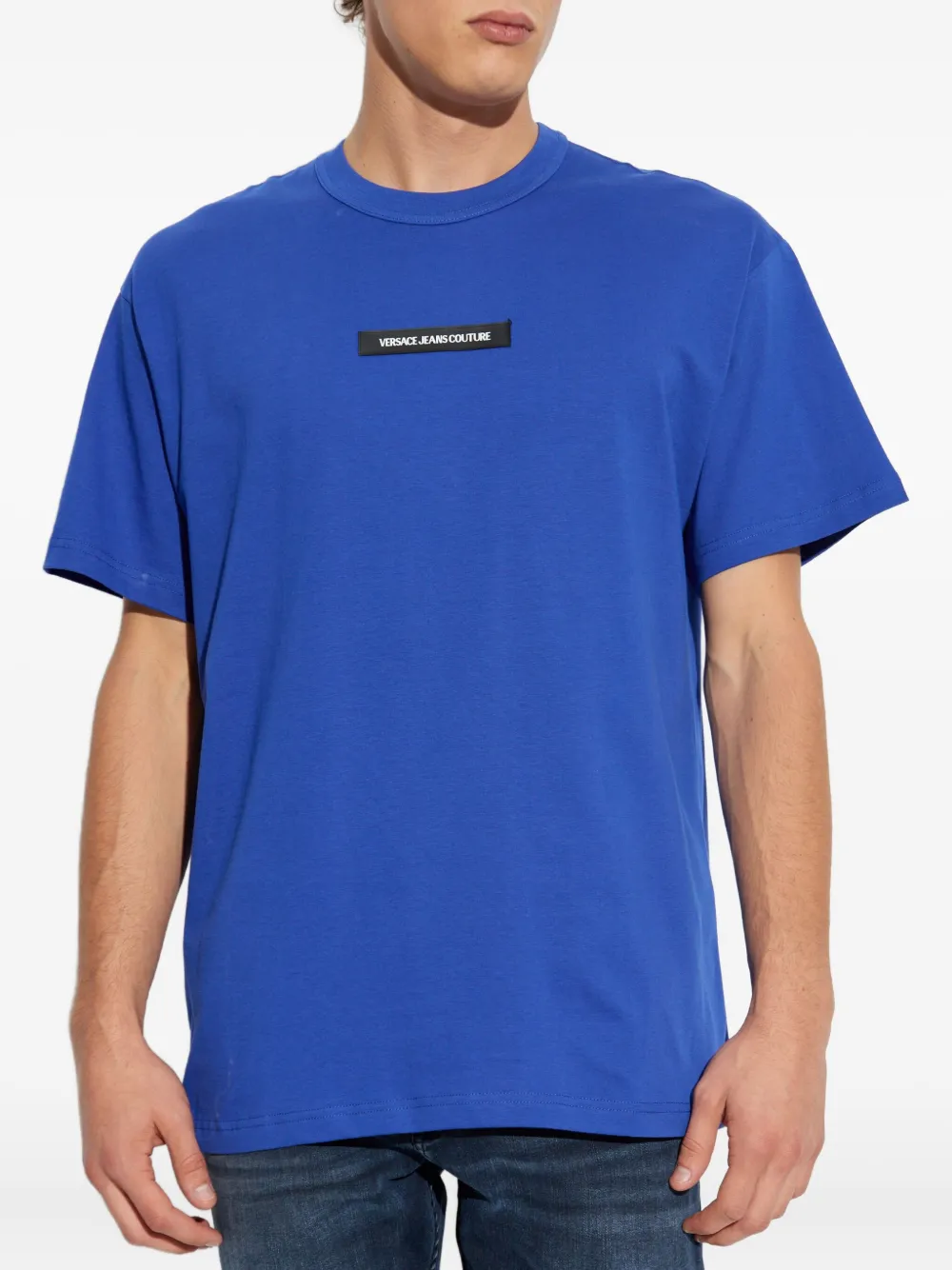 Versace Jeans Couture T-shirt met logo-applicatie Blauw