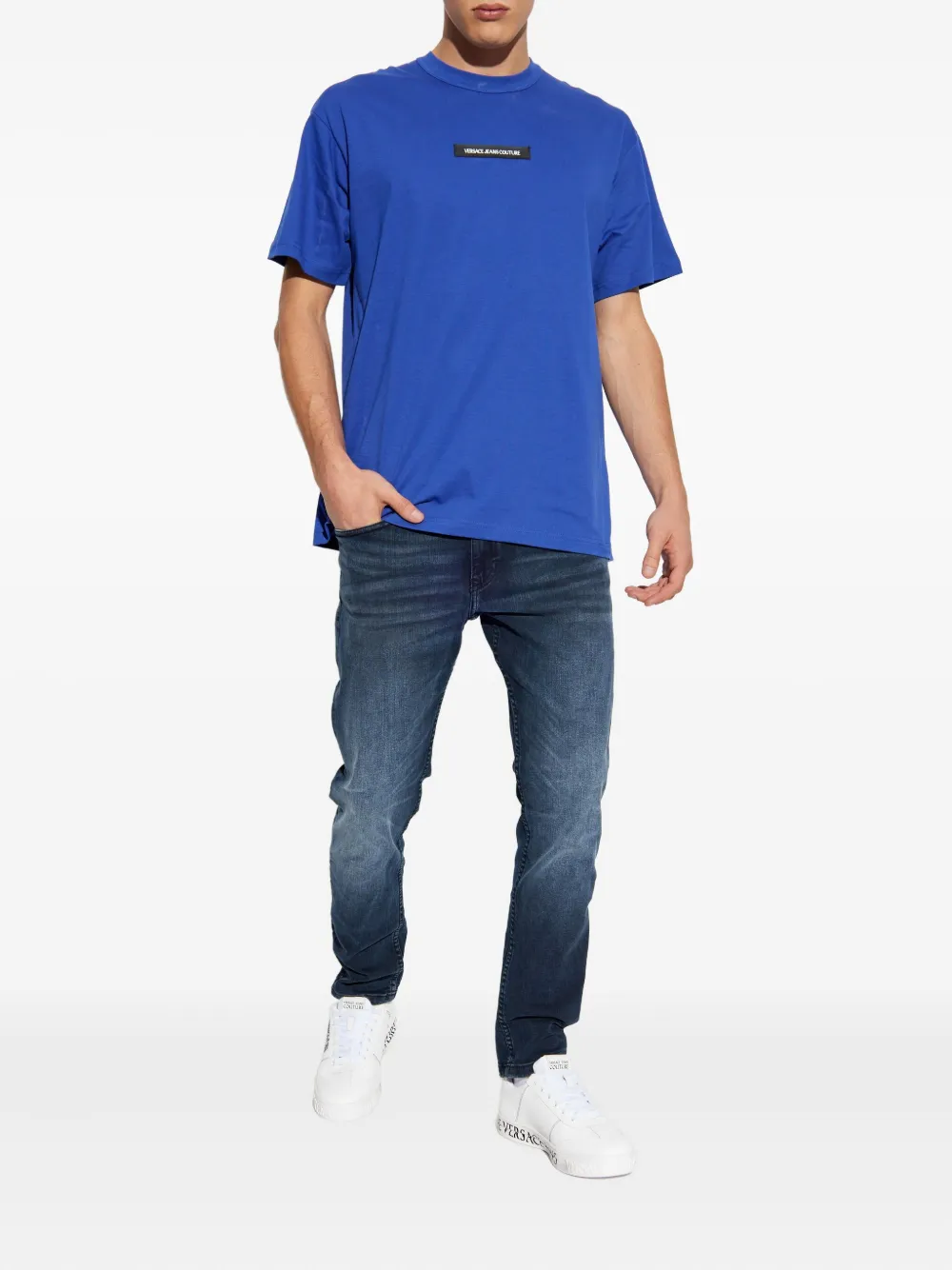 Versace Jeans Couture logo-appliqué T-shirt - Blauw