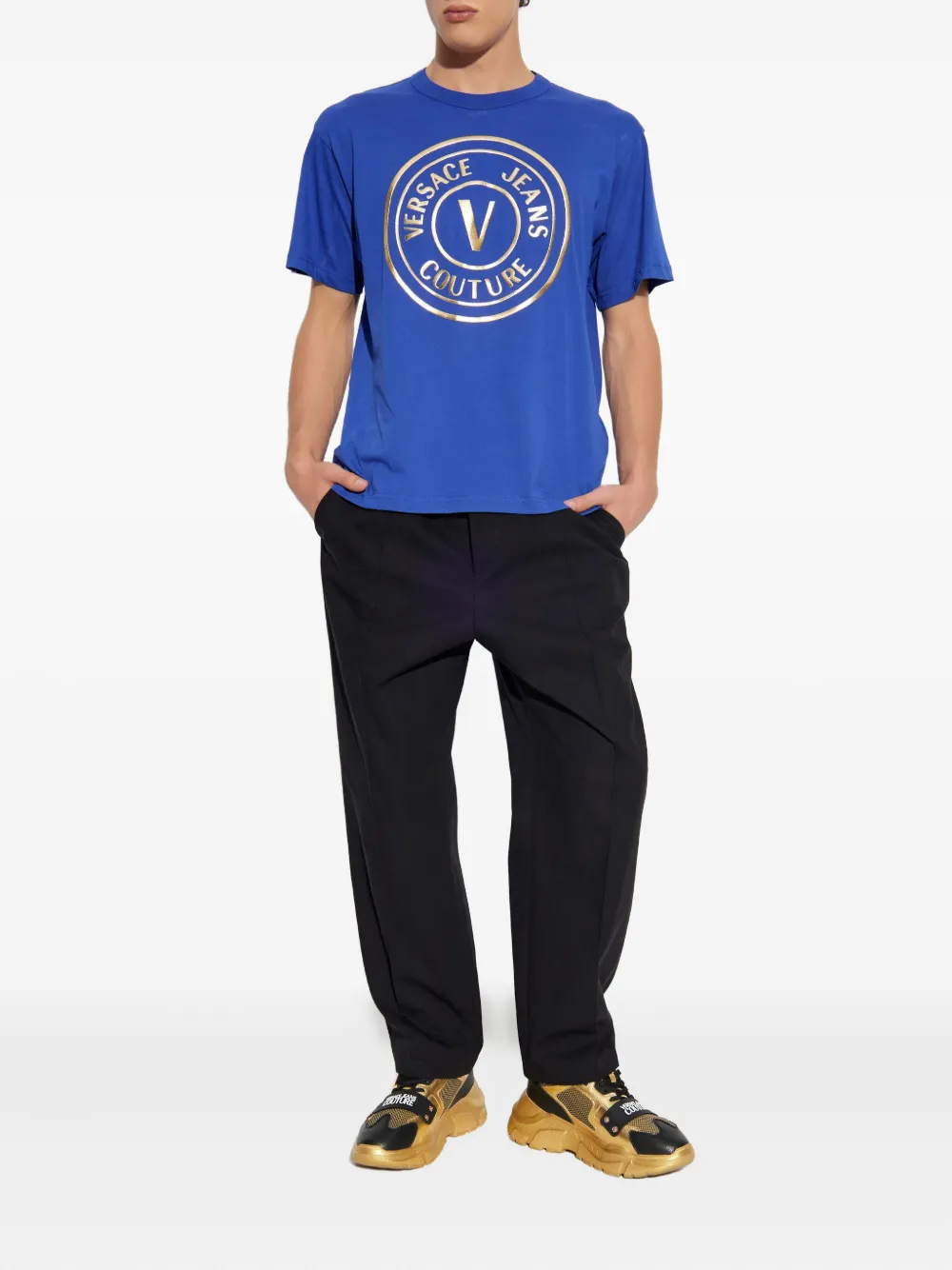 Versace Jeans Couture logo-print T-shirt - Blauw