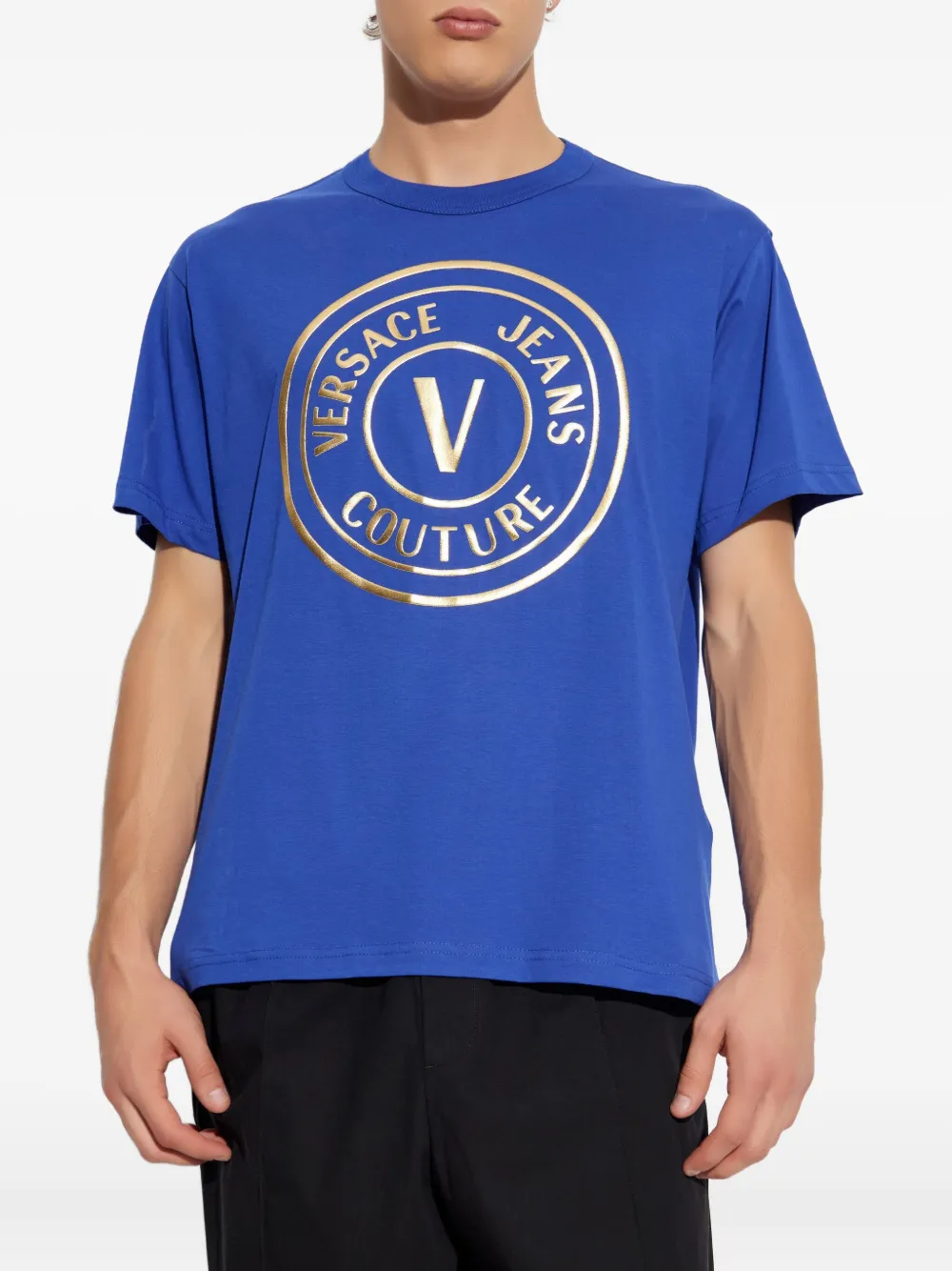 Versace Jeans Couture T-shirt met logoprint Blauw