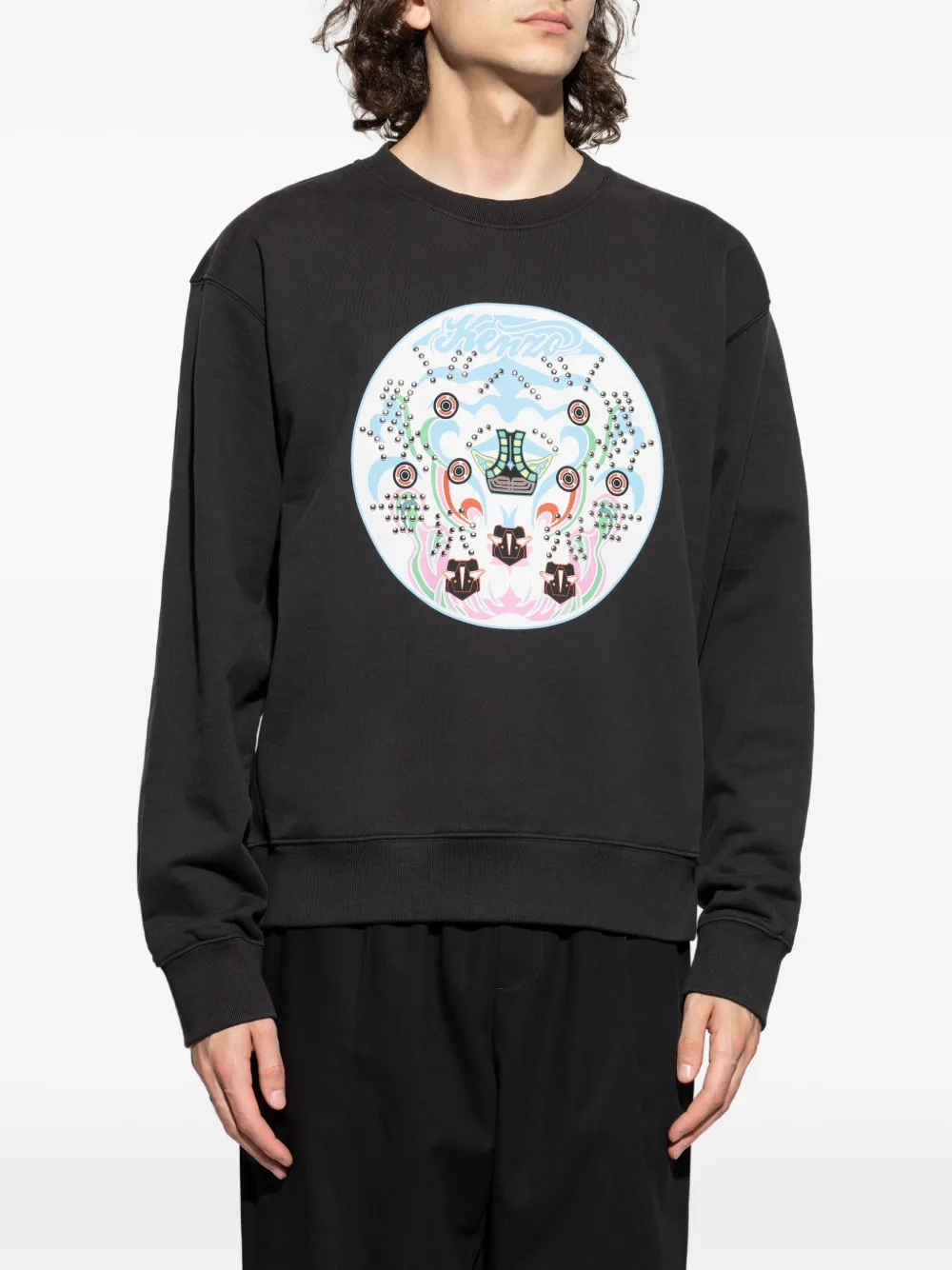 Kenzo Embroidered Sweatshirt With Crew Neck And Long Sleeves In Black